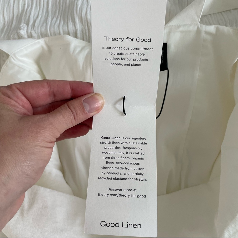 Theory Drape Back Mini Dress‎ in Stretch Linen White NWT Bow Solid Eco Crunch - Picture 12 of 15